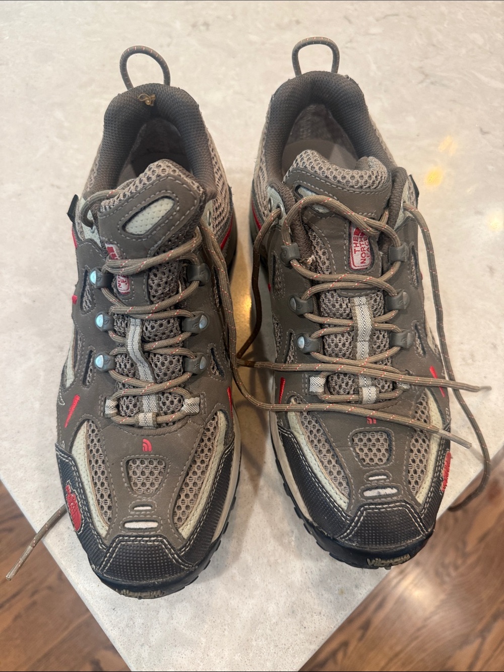 The North Face Women’s Gray and Red Trail Sneakers size 8.5